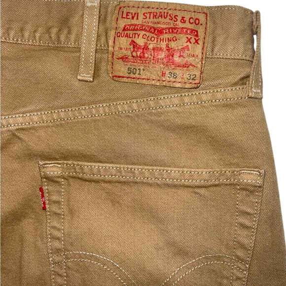 Levis 501s khaki buttonfly jeans- 38x32 - Picture 4 of 6